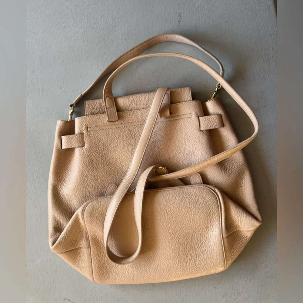 CUYANA Pebbled Leather Backpack in Blush